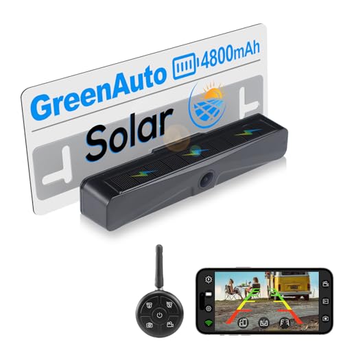 GREENAUTO Solar WiFi Rückfahrkamera, 3 Min. DIY Installation, FHD 1080P Ultra Clear Rückfahrkamera, 8M stabile Übertragungsbereiche, IP68 wasserdicht und staubdicht, Geeignet für iOS und Android