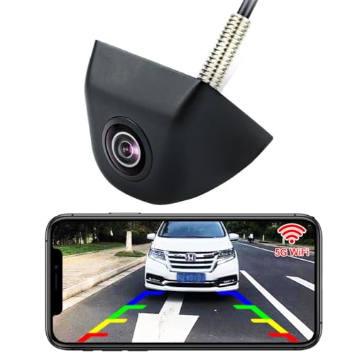 GREENAUTO WiFi Drahtloss Rückfahrkamera, 5G 720P HD Auto Rückfahrkamera für iPhone iPad Android Smart Phone Tablet mit 170 Grad Weit Betrachtungswinkel