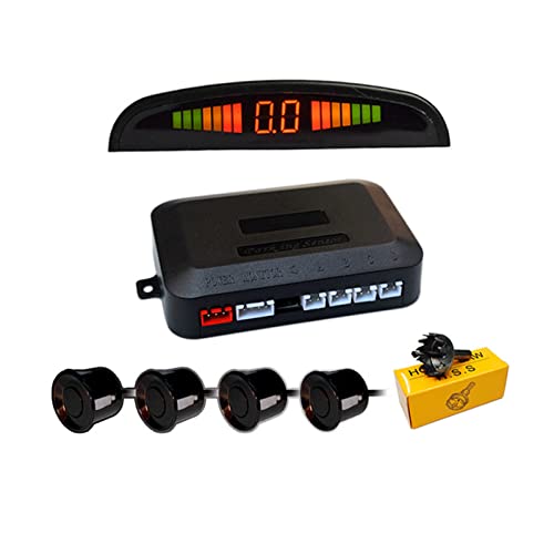Aiuphing einparkhilfe pdc nachrüstsatz, 4 Sensoren Universal rückfahrwarner mit LED Farb Display,Rückwärtsgang Audio Buzzer Alarm Kit (Schwarz)