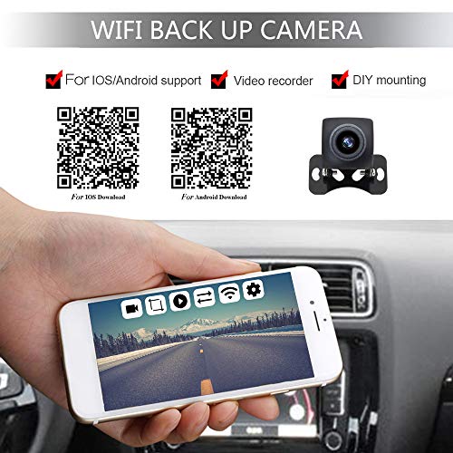 VISLONE Drahtlose Rückfahrkamera HD WiFi Rückfahrkamera für Auto, Fahrzeuge, mit Nachtsicht, IP67 Wasserdichter LCD Wireless Backup Monitor