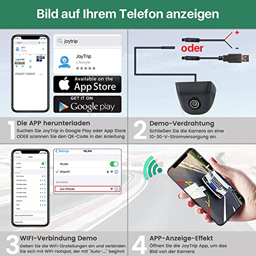 GREENAUTO WiFi Drahtloss Rückfahrkamera, 5G 720P HD Auto Rückfahrkamera für iPhone iPad Android Smart Phone Tablet mit 170 Grad Weit Betrachtungswinkel