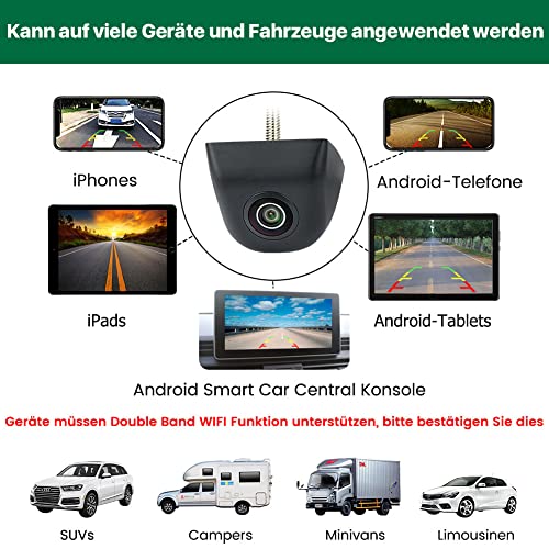 GREENAUTO WiFi Drahtloss Rückfahrkamera, 5G 720P HD Auto Rückfahrkamera für iPhone iPad Android Smart Phone Tablet mit 170 Grad Weit Betrachtungswinkel